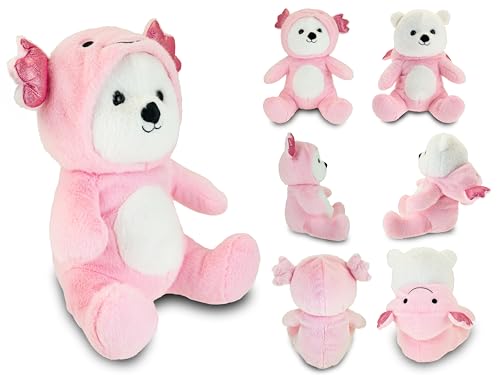 Teorema Giocattoli, Verwandelbares Plüschtier 2 in 1 Bär und Axolotl, Flauschige Puppe für Neugeborene, sicher 0+ Monate, umweltfreundliches Babyspiel, Geschenkidee Geburt und besondere Ereignisse von Teorema Giocattoli