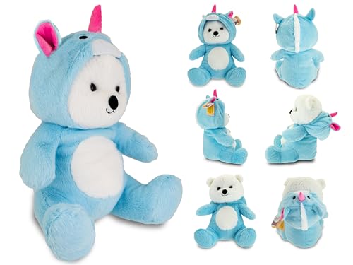 Teorema Giocattoli, Verwandelbares Plüschtier 2 in 1 Bär und Einhorn, flauschige Puppe für Neugeborene, sicher 0+ Monate, umweltfreundliches Babyspiel, Geschenkidee für Geburt und besondere Ereignisse von Teorema Giocattoli