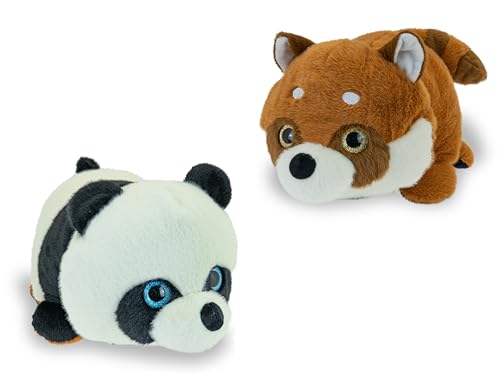 Teorema Giocattoli, Wendbares Plüschtier, 2 in 1, Panda und Waschbär, weiche Plüschfigur für Neugeborene, dreht sich um und verwandelt sich, umweltfreundliches Spiel, sicher ab 0 Monaten, Geschenkidee von Teorema Giocattoli