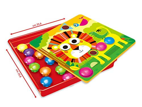 Teorema Giocattoli 67941 Animals Spiel Montessori Kinder mit 12 Bildern 46 bunten Knöpfen von Teorema Giocattoli