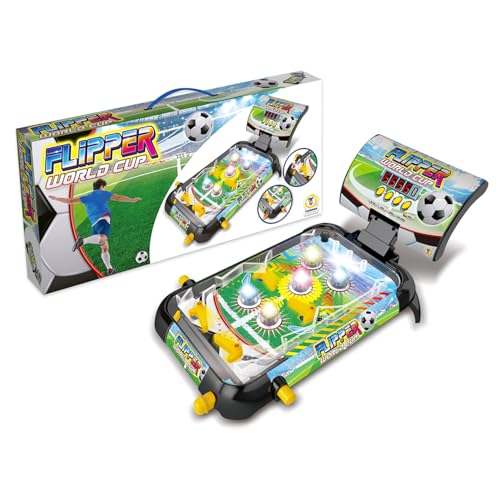 Teorema Giocattoli Flipper World Cup, elektronischer Flipper für Kinder mit digitalem Punktezähler, Licht und Sound für Spielzimmer, tragbares Geschicklichkeitsspiel von Teorema Giocattoli