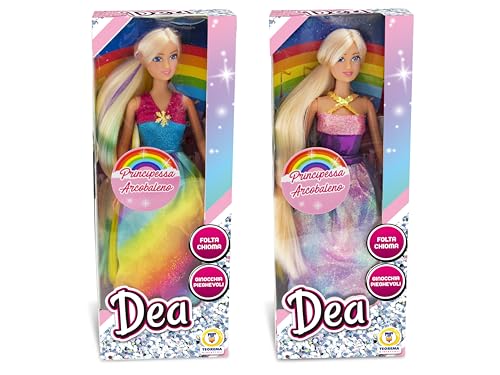 Teorema - Regenbogen-Göttin Prinzessin, Höhe 31 cm, dichtes Haar und Knie klappbar von Teorema Giocattoli