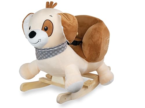 Teorema – Schaukelhund aus weichem Plüsch, ab 10 Monaten, mit Sicherheitsgurt, 55 x 45 x 60 cm, maximale Traglast 25 kg von Teorema Giocattoli