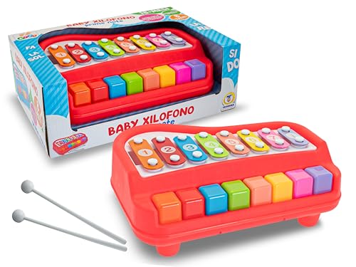 Teorema Xylophon, Spielzeug für Kinder, 8 Tasten, spielbar mit Drumsticks oder Tastatur von Teorema Giocattoli
