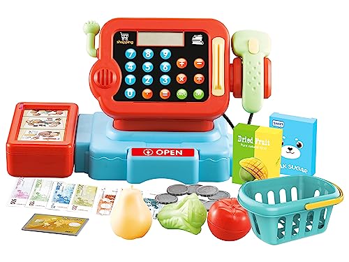 Theorema 67295 - Elektronische Kasse Supermarkt Spielzeug mit Scanner, Band, Kartenleser und viel Zubehör von Teorema Giocattoli