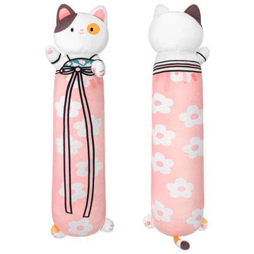 Terbaik 100CM Plüschtier Stofftiere Sakura Katze Lange Wurfkissen Kuscheltier Kawaii Katzen Plüsch Kissen Weiche Katze Stofftier Spielzeug Geschenk über 3 Jahren von Terbaik