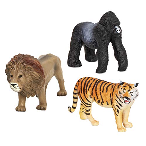 Terra 3 Dschungeltiere Figuren – Löwe, Tiger, Gorilla – Realistische Tierfiguren Set, Kinder Spielzeug für Mädchen und Jungen ab 3 Jahre von Terra by Battat