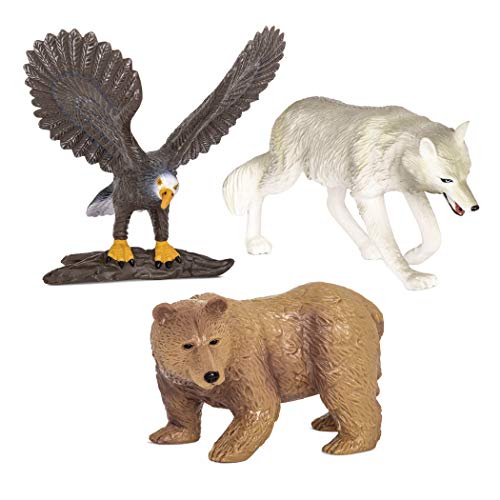 Terra 3 Waldtiere Figuren – Bär, Adler, Wolf Tiere Figuren – Realistische Tierfiguren Set, Kinder Spielzeug für Mädchen und Jungen ab 3 Jahre von Terra by Battat