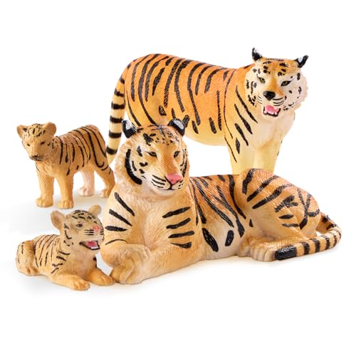 Terra Tiger Familie Tiere Figuren – 2 großen Tiger und 2 Jungen – Tierfiguren Spielzeug für Kinder ab 3 Jahren (4 Teile) von Terra by Battat