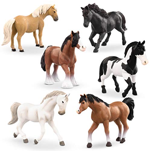 Terra 6 Pferde Figuren – Araber, Shetlandpony, Clydesdale und mehr – Realistische Tierfiguren Set, Kinder Spielzeug für Mädchen und Jungen ab 3 Jahre von Terra by Battat