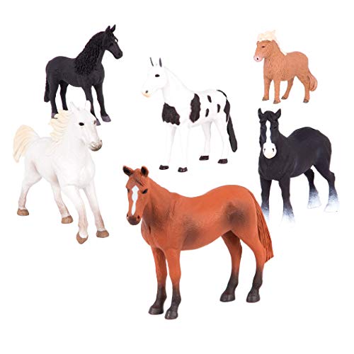Terra 6 Pferde Figuren – Lipizzaner, Schimmel, Friese und mehr – Realistische Tierfiguren Set, Kinder Spielzeug für Mädchen und Jungen ab 3 Jahre von Terra by Battat