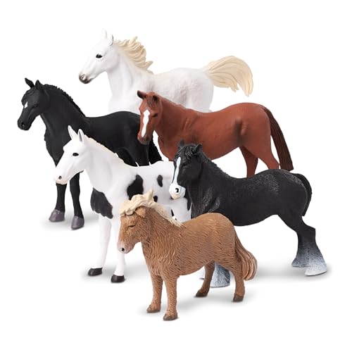 Terra 6 Pferde Figuren – Lipizzaner, Schimmel, Friese und mehr – Realistische Tierfiguren Set, Kinder Spielzeug für Mädchen und Jungen ab 3 Jahre von Terra by Battat