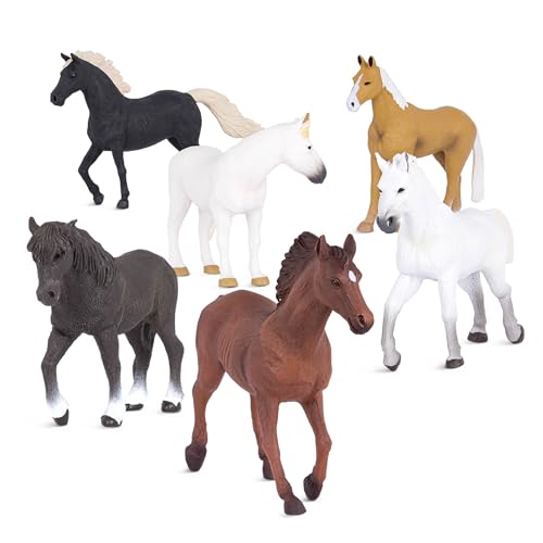 Terra 6 Pferde Figuren – Mustang, Araber, Isländer und mehr – Realistische Tierfiguren Set, Kinder Spielzeug für Mädchen und Jungen ab 3 Jahre von Terra by Battat