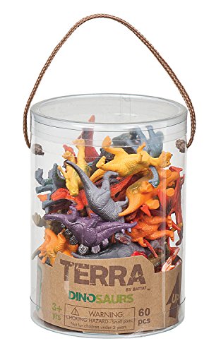 Terra 60-teilig Dinosaurier Figuren Sammlung Dinos Spielzeug Set – Tyrannosaurus Rex, Triceratops, Stegosaurus und mehr – Spielzeug ab 3 Jahren von Terra by Battat