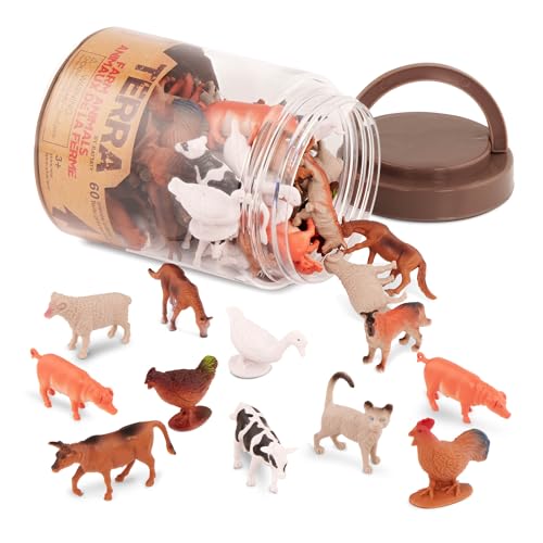 Terra 60-teilig Tierfiguren Sammlung Bauernhof Spielzeug Set – Kühe, Schweine, Hühner, Gänse, Ziegen, Katzen und mehr ab 3 Jahren Terra 60-teilig Tierfiguren Sammlung Bauernhof Spielzeug Set – Kühe, Schweine, Hühner, Gänse, Ziegen, Katzen und mehr ab 3 Jahren von Terra by Battat