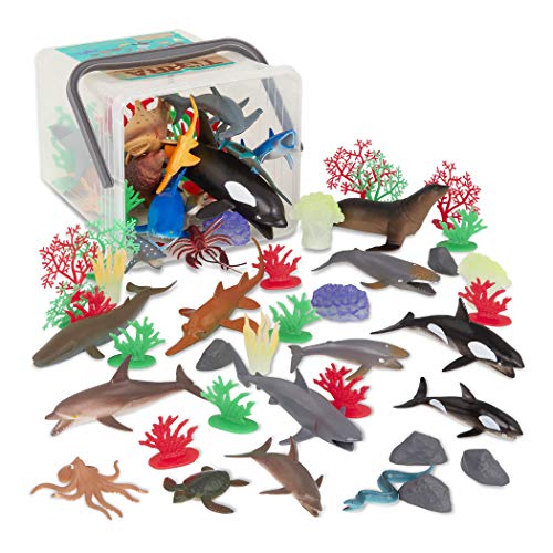 Terra 60-teilig Tierfiguren Sammlung Meerestiere Spielzeug Set – Fische, Haie, Wale, Seelöwen, Schildkröten, Korallen und mehr – Spielzeug ab 3 Jahren von Terra by Battat
