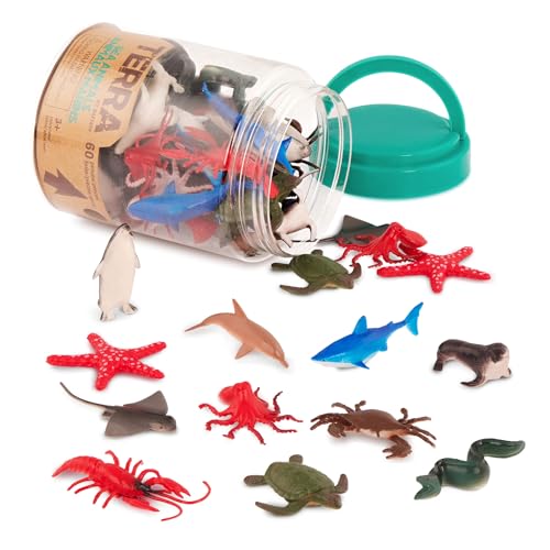 Terra 60-teilig Tierfiguren Sammlung Meerestiere Spielzeug Set – Hai, Schildkröte, Tintenfisch, Krabbe, Pinguin, Delphin und mehr – Spielzeug ab 3 Jahren Terra 60-teilig Tierfiguren Sammlung Meerestiere Spielzeug Set – Hai, Schildkröte, Tintenfisch, Krabbe, Pinguin, Delphin und mehr – Spielzeug ab 3 Jahren von Terra by Battat