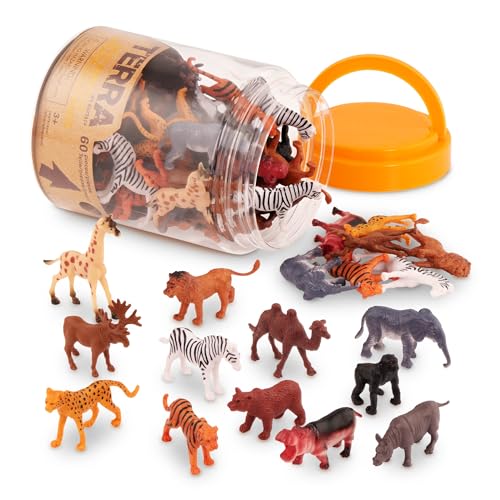 Terra 60-teilig Tierfiguren Sammlung Wildtiere Spielzeug Set – Löwe, Tiger, Zebra, Nilpferd, Elefant, Elch, Kamel und mehr – ab 3 Jahren, 2" Terra 60-teilig Tierfiguren Sammlung Wildtiere Spielzeug Set – Löwe, Tiger, Zebra, Nilpferd, Elefant, Elch, Kamel und mehr – ab 3 Jahren, 2" von Terra by Battat