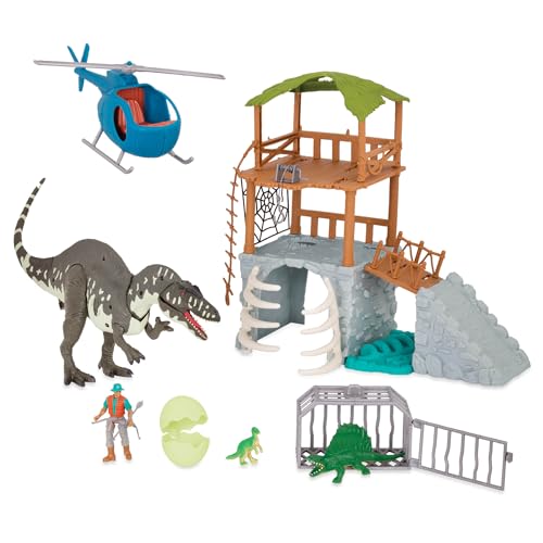 Terra Dinosaurier Spielzeug Set – Hubschrauber, Acrocanthosaurus mit Licht und Geräuschen, Dino Ei, Mini Dinosaurier, Figur – für Kinder ab 3 Jahre von Terra by Battat