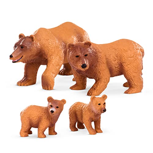 Terra Bären Familie Tiere Figuren – 2 große Braunbären und 2 Jungen – Tierfiguren Spielzeug für Kinder ab 3 Jahren (4 Teile) von Terra by Battat