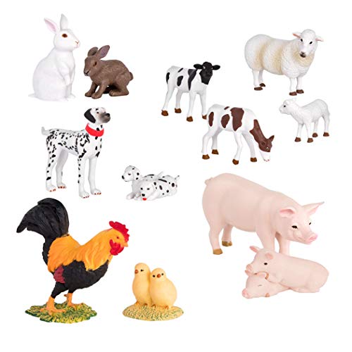 Terra Bauernhoftiere und Babys Figuren – Schafe, Hunde, Kälber, Hasen und mehr – Realistische Tierfiguren Set, Kinder Bauernhof Spielzeug ab 3 Jahre von Terra by Battat