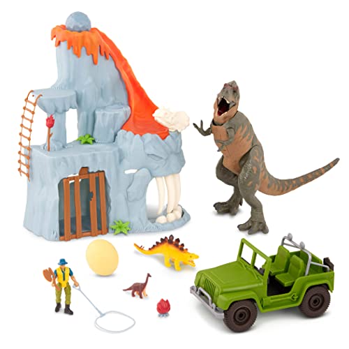 Terra Dinosaurier Spielzeug Set – Vulkan, T-Rex mit Licht und Geräuschen, Dino Ei, Truck, Mini Dinosaurier und Actionfigur – für Kinder ab 3 Jahre von Terra by Battat