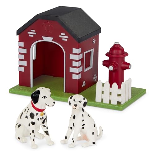 Terra Feuerwehr Hundehütte 3-teilig Spielzeug Set – 2 Dalmatiner, Hundehaus und Feuerhydrant –Tierfiguren und Zubehör Spielzeug für Kinder ab 3 Jahren von Terra by Battat