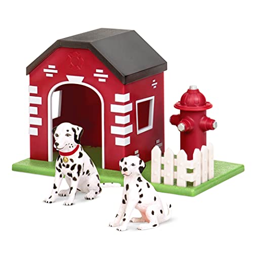 Terra Feuerwehr Hundehütte 3-teilig Spielzeug Set – 2 Dalmatiner, Hundehaus und Feuerhydrant –Tierfiguren und Zubehör Spielzeug für Kinder ab 3 Jahren von Terra by Battat
