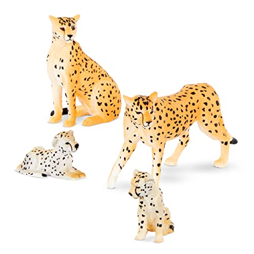Terra Gepard Familie Tiere Figuren – 2 großen Geparde und 2 Jungen – Tierfiguren Spielzeug für Kinder ab 3 Jahren (4 Teile) von Terra by Battat
