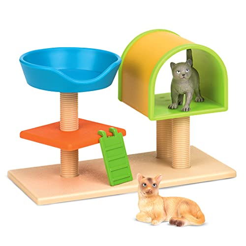 Terra Katzen Kratzbaum 3-teilig Spielzeug Set – 1 Kratzbaum, 2 Katzen – Tierfiguren und Zubehör Spielzeug für Kinder ab 3 Jahren von Terra by Battat