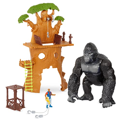 Terra Riesen Gorilla mit Geräuschen Spielzeug Set – Dschungel Expedition Baumhaus, Falltür, Actionfigur, Leiter, Aufzug und mehr – Elektronisches Spielzeug ab 3 Jahren von Terra by Battat