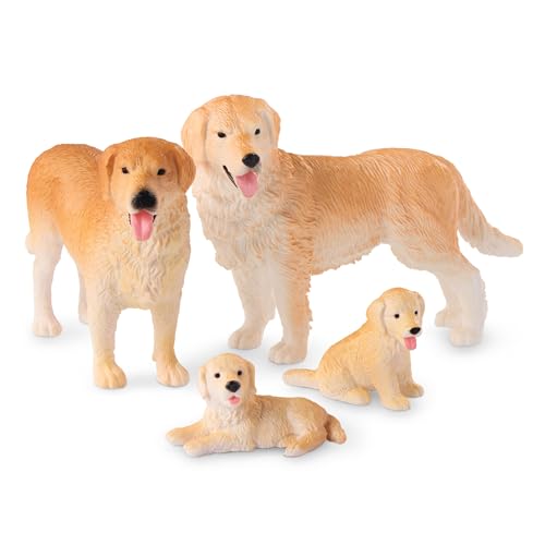 Terra Hunde Familie Tiere Figuren – 2 große Golden Retriever und 2 Welpen – Tierfiguren Spielzeug für Kinder ab 3 Jahren (4 Teile) von Terra by Battat