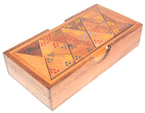 Fair Trade Thai Thailand Holz Regenholz Tri Dominosteine Set 20x10x4.5cm von Terrapin Trading