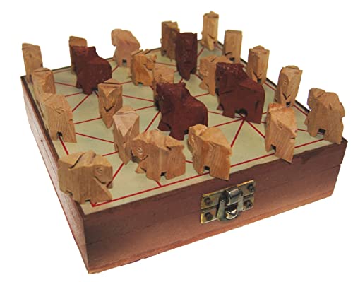 Faltbarer Bagh Chal | Fair Trade Nepalesische Handarbeit Stein & Holz Brettspiel & Anleitung (evtl. nicht in deutscher Sprache), 15 cm von Terrapin Trading