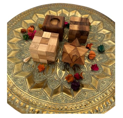 Set mit 4 handgefertigten hölzernen IQ-Puzzles, Würfelspiel, nachhaltig, ethisch Set mit 4 handgefertigten hölzernen IQ-Puzzles, Würfelspiel, nachhaltig, ethisch von Terrapin Trading