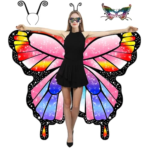 Schmetterlingskostüm für Damen, doppelseitiger Druck, Halloween-Kostüme, Schmetterlingsflügel für Damen und Erwachsene, G7671 von Tervorex