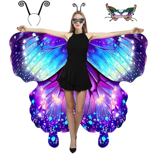 Schmetterlingskostüm für Damen, doppelseitiger Druck, Halloween-Kostüme, Schmetterlingsflügel für Damen und Erwachsene, G7674 von Tervorex