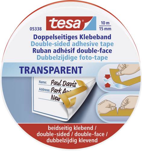 TESA 05338-00000-01 Doppelseitiges Klebeband Transparent (L x B) 10m x 15mm 1St. von Tesa