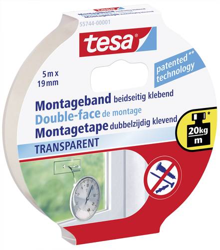 TESA 55744-00001-02 Montageband tesa® Powerbond Transparent (L x B) 5m x 19mm 1St. von Tesa