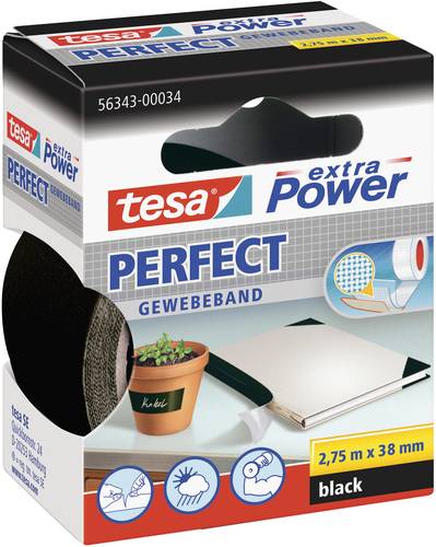 TESA PERFECT 56343-00034-03 Gewebeklebeband tesa® extra Power Schwarz (L x B) 2.75m x 38mm 1St. von Tesa