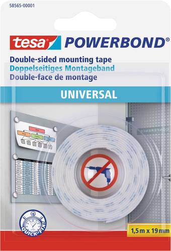 TESA UNIVERSAL 58565-00001-00 Montageband tesa® Powerbond Weiß (L x B) 1.5m x 19mm 1St. von Tesa