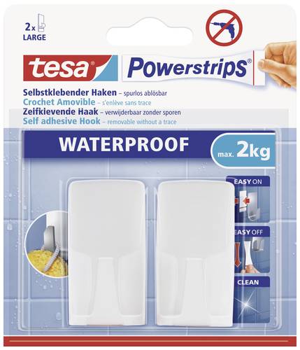 TESA POWERSTRIPS® Waterproof Haken Weiß Inhalt: 2St. von Tesa