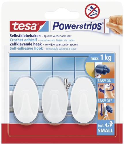 TESA POWERSTRIPS® Klebehaken Oval Weiß Inhalt: 3St. von Tesa