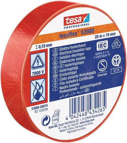 Tesa 53988-00016-00 Isolierband tesa® Professional Rot (L x B) 20m x 19mm von Tesa