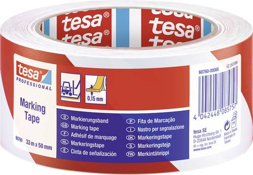 Tesa 60760-00088-15 Bodenmarkierungsband tesa® Professional Rot/Weiß (L x B) 33m x 50mm 1St. von Tesa