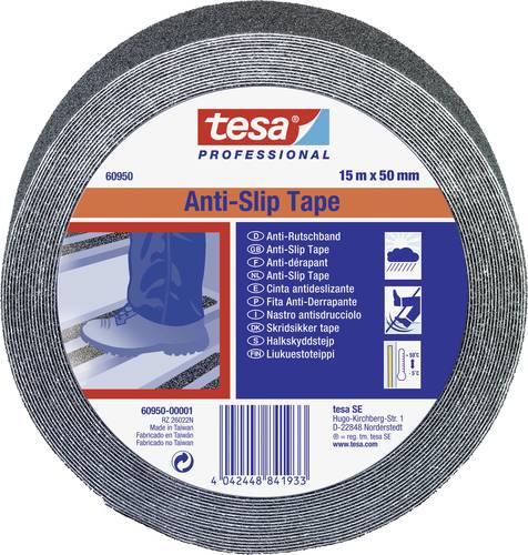 Tesa 60950-00001-00 Anti-Rutschband tesa® Professional Schwarz (L x B) 15m x 50mm 1St. von Tesa