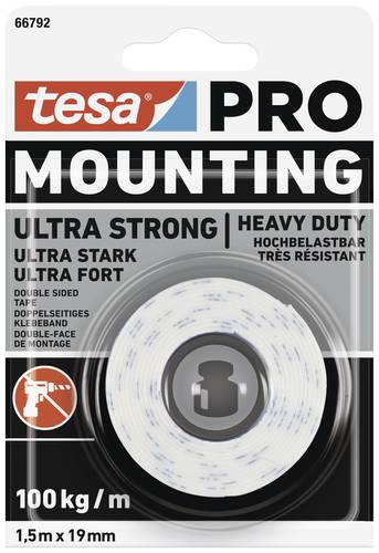 Tesa Mounting PRO Ultra Strong 66792-00000-00 Montageband Weiß (L x B) 1.5m x 19mm 1St. von Tesa