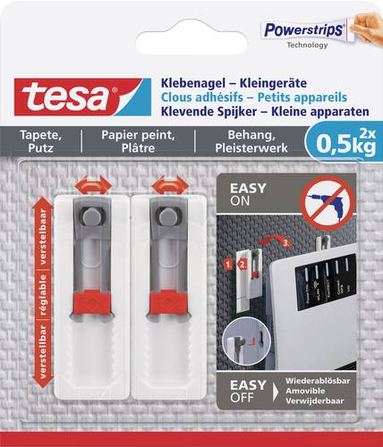 Tesa 77782 Klebenagel-Kleingeräte verstellbar Weiß Inhalt: 2St. von Tesa