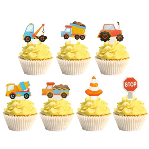 24 Stück Muffin Deko Bagger, Baustelle Cupcake Deko, Baufahrzeug Cupcake Topper Torte Kuchen Deko, Straßenschild Theme Geburtstag Party Tortendeko Kuchendeko Geburtstagsdeko für Kinder Junge 24 Stück Muffin Deko Bagger, Baustelle Cupcake Deko, Baufahrzeug Cupcake Topper Torte Kuchen Deko, Straßenschild Theme Geburtstag Party Tortendeko Kuchendeko Geburtstagsdeko für Kinder Junge von Teselife