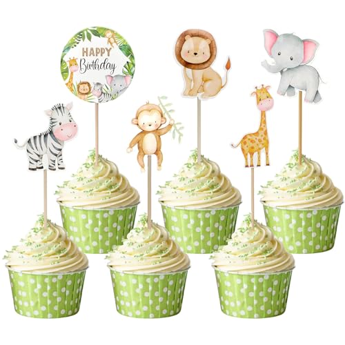 24 Stück Muffin Deko Tiere, Dschungel Cupcake Deko, Safari Cupcake Topper Torte Kuchen Deko, Waldtiere Theme Geburtstag Party Tortendeko Kuchendeko Geburtstagsdeko für Kinder Junge 24 Stück Muffin Deko Tiere, Dschungel Cupcake Deko, Safari Cupcake Topper Torte Kuchen Deko, Waldtiere Theme Geburtstag Party Tortendeko Kuchendeko Geburtstagsdeko für Kinder Junge von Teselife